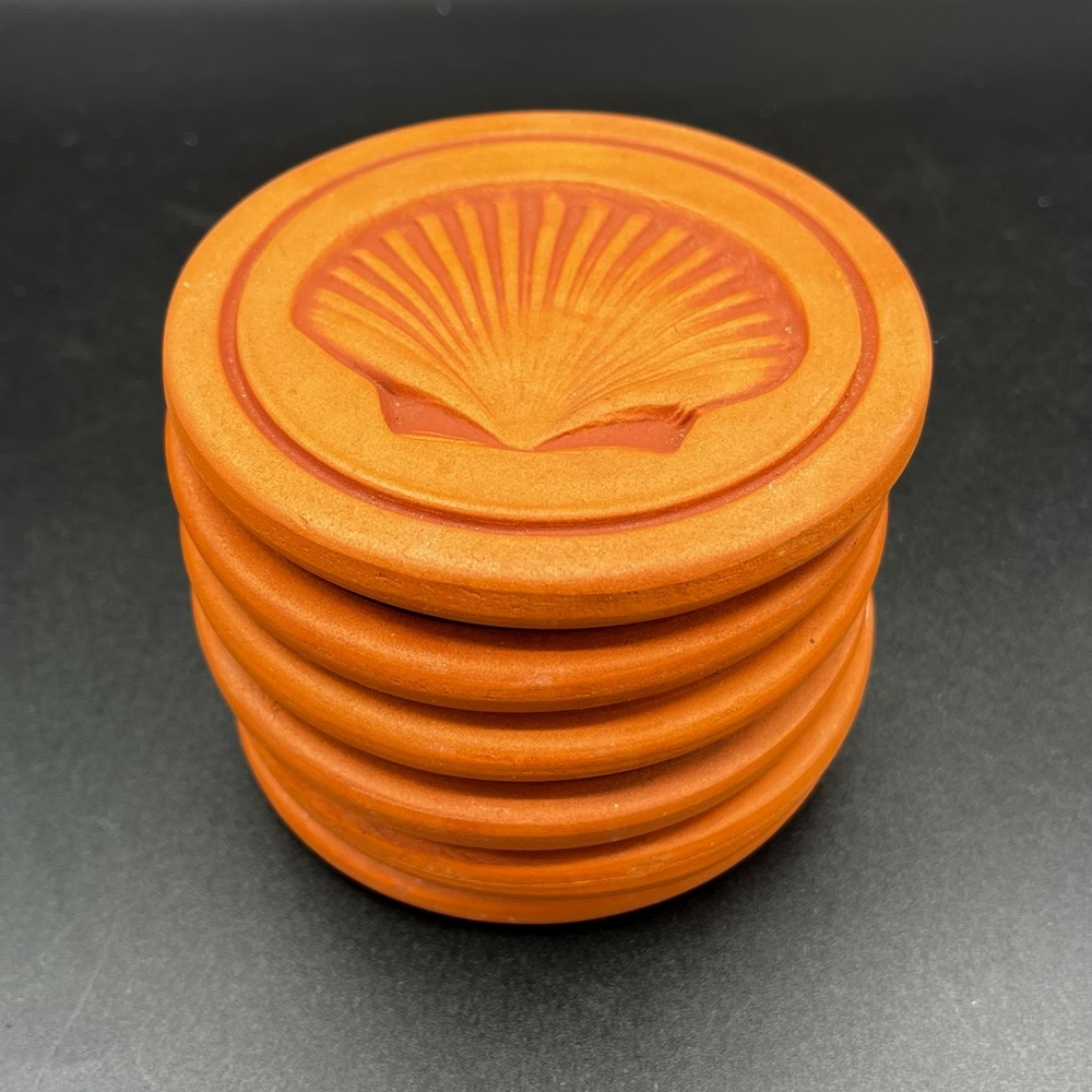 Terracotta Seashell Print Coasters - set of 6
